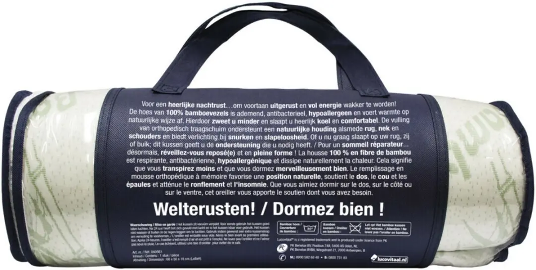 Lucovitaal Kingsize Bamboe Kussen 66x50cm - Wit - afbeelding 4 van 6