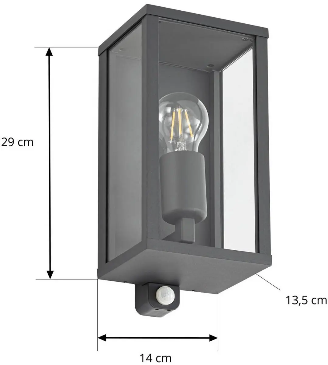 Lindby Wandlamp Buiten Aluminium Glas 1xE27 - 29cm - Antraciet/Transparant - afbeelding 2 van 6