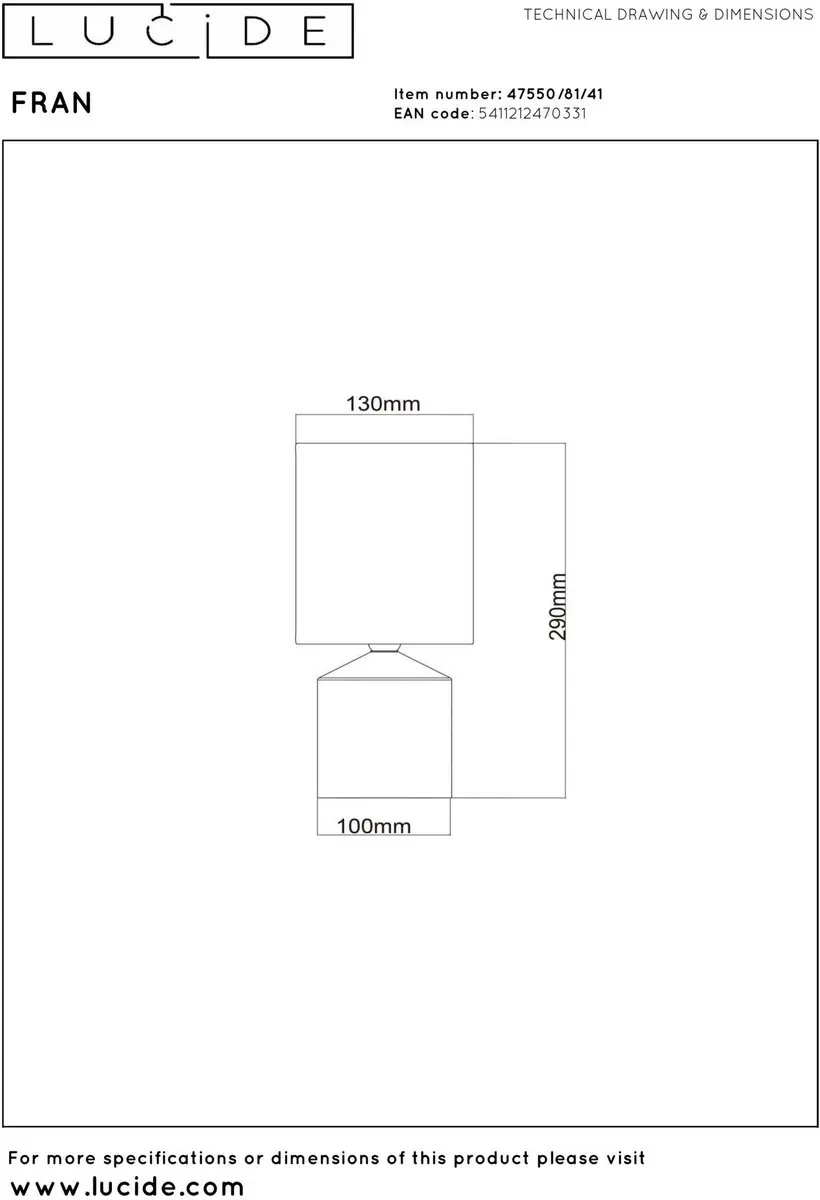 Lucide FRAN Tafellamp Ø13cm - 1xE14 - Taupe - afbeelding 5 van 5