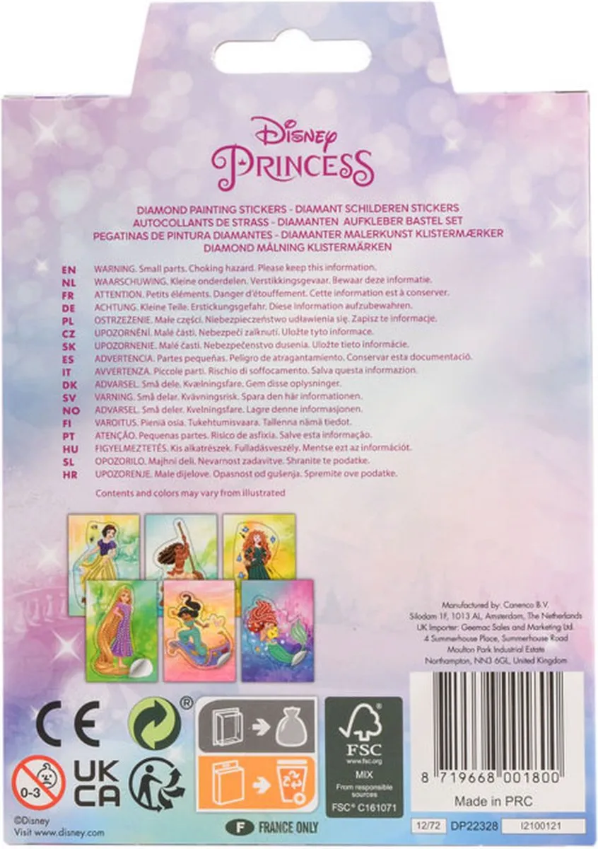Disney Princess Diamond Stickers - Blauw