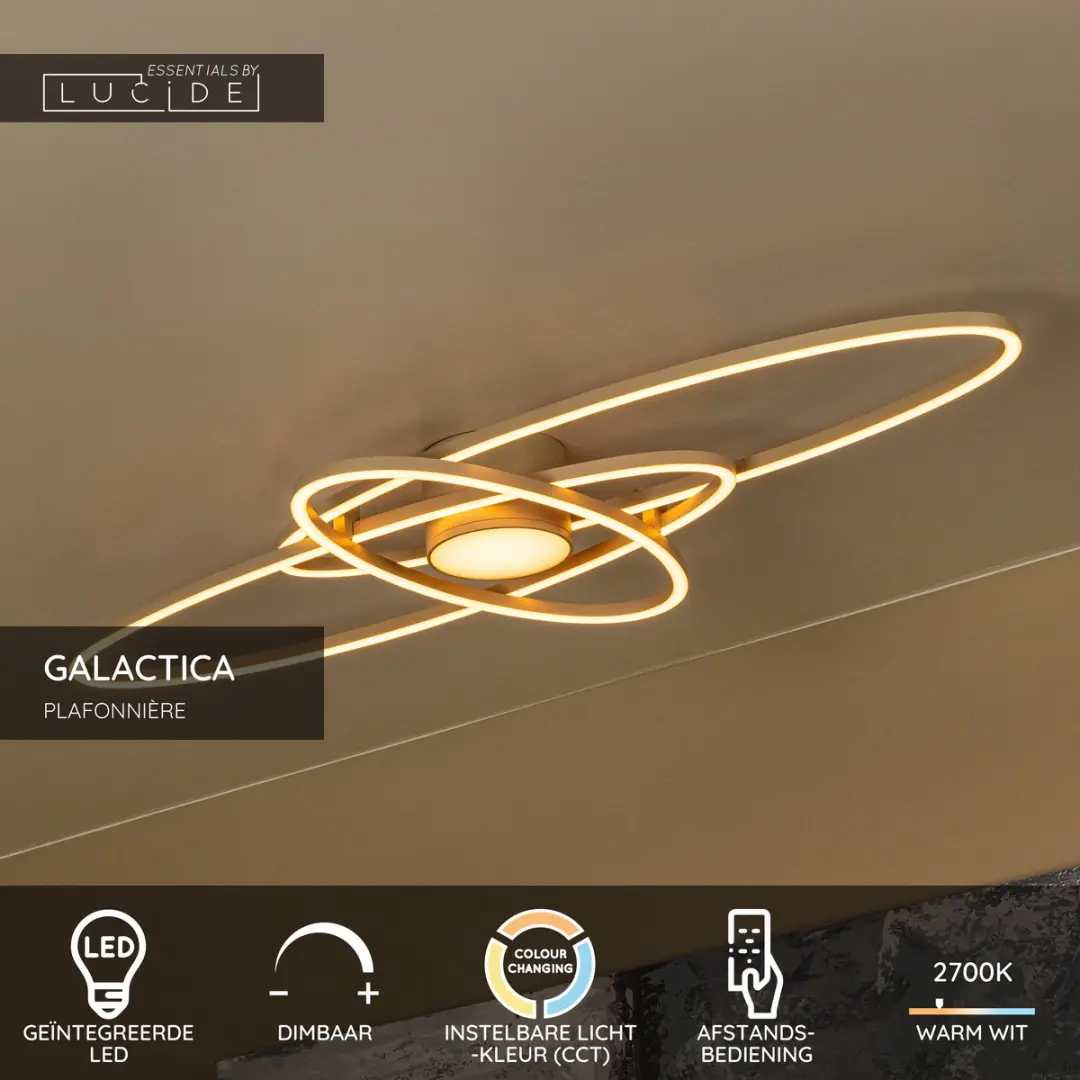 Lucide Galactica Plafonnière LED - 60W CCT 2700K/4000K - Taupe - afbeelding 3 van 6