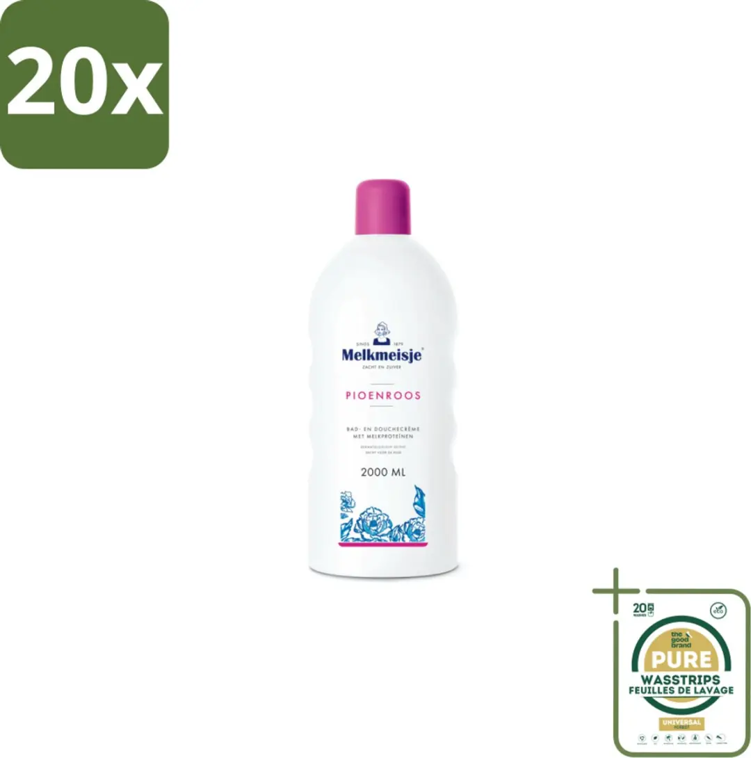 20 x Melkmeisje Bad en Douche Crème Pioenroos 2000 ml