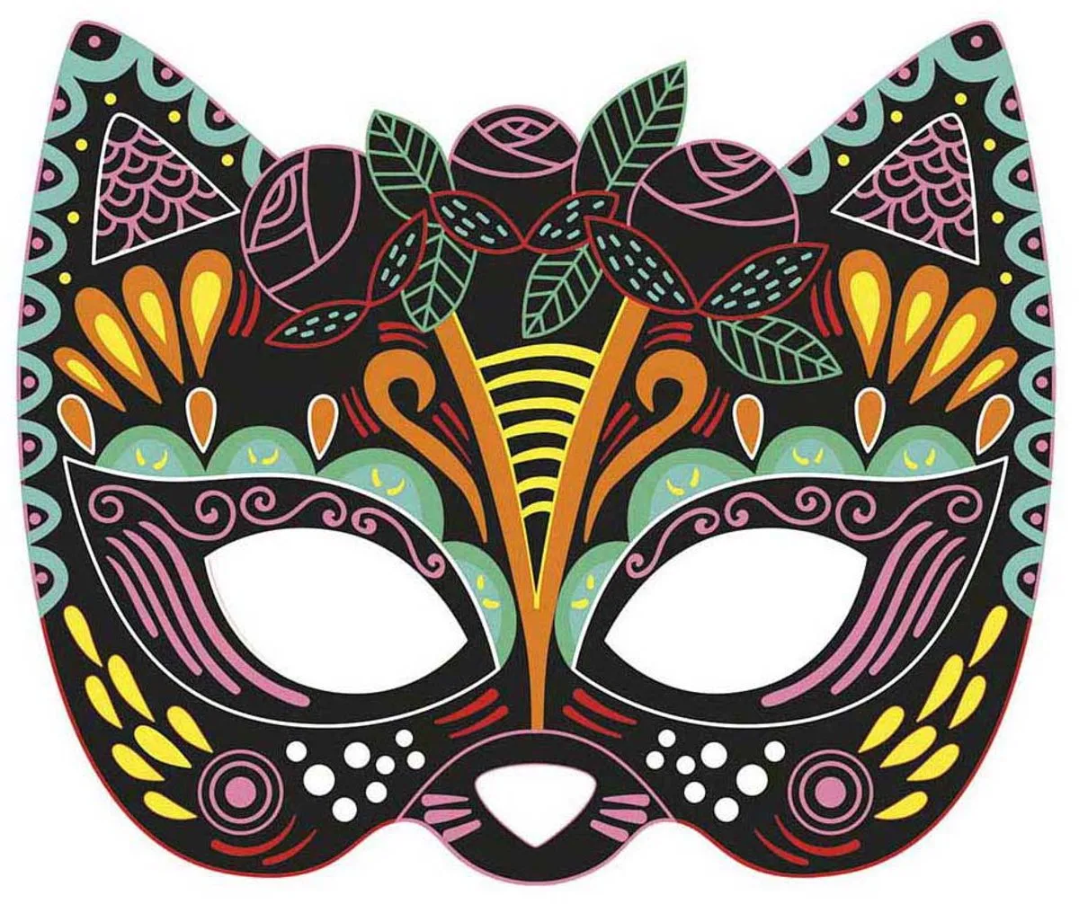 Janod Scratch Art Feestmaskers Knutselset - 5 Stuks - Blauw