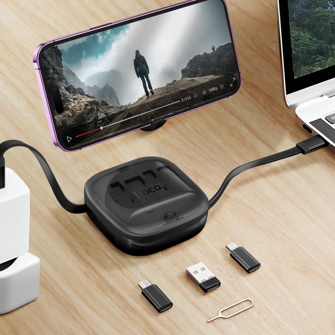 Hoco 6-in-1 USB-C Oplaadkabel 60W - Zwart
