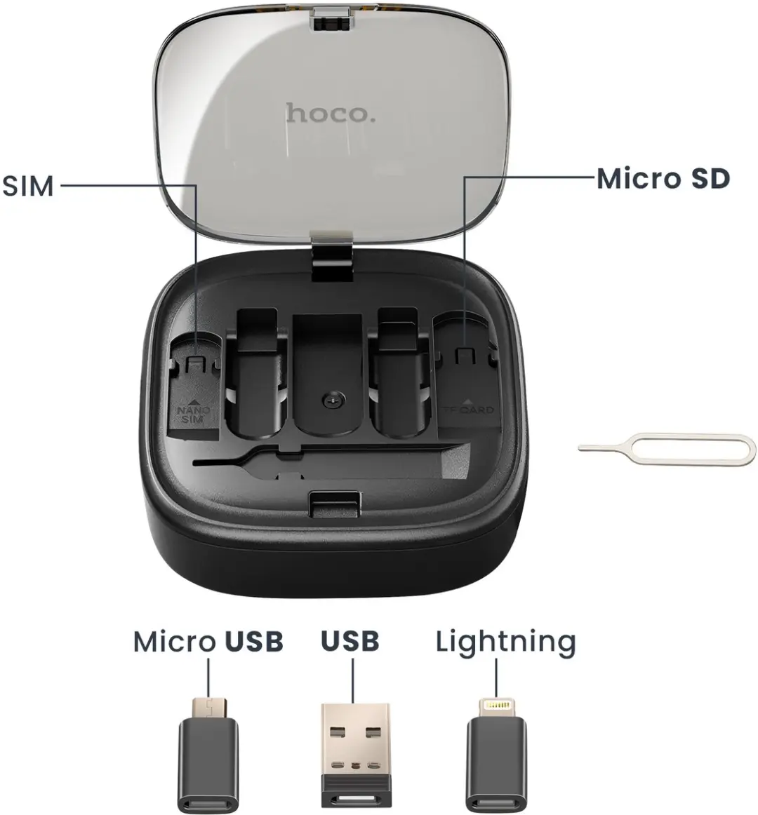 Hoco 6-in-1 USB-C Oplaadkabel 60W - Zwart