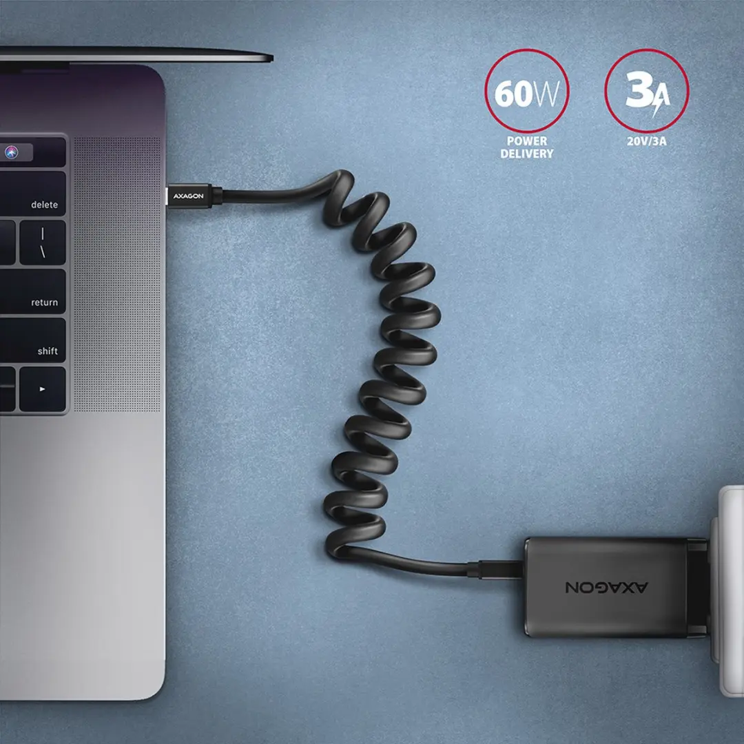 Axagon BUCM-CM10TB USB-C Kabel 0,6m - 2.4A - Zwart