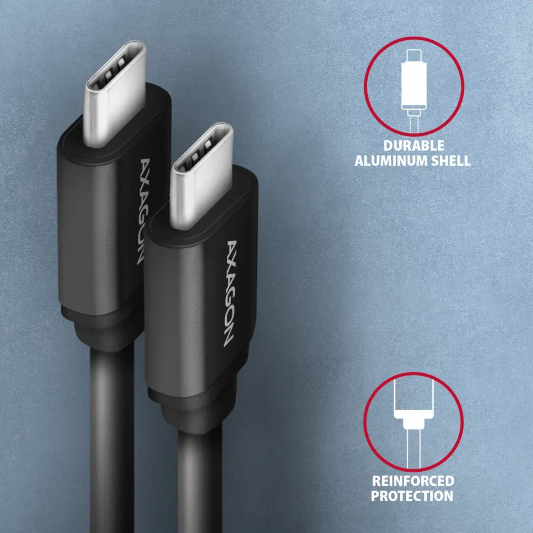 Axagon BUCM-CM10TB USB-C Kabel 0,6m - 2.4A - Zwart