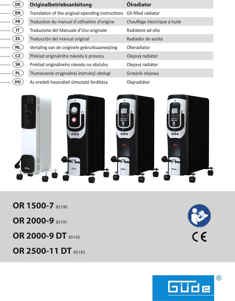 Güde OR 2000 Elektrische Olieradiator 2000W - Staand - Zwart - afbeelding 2 van 4