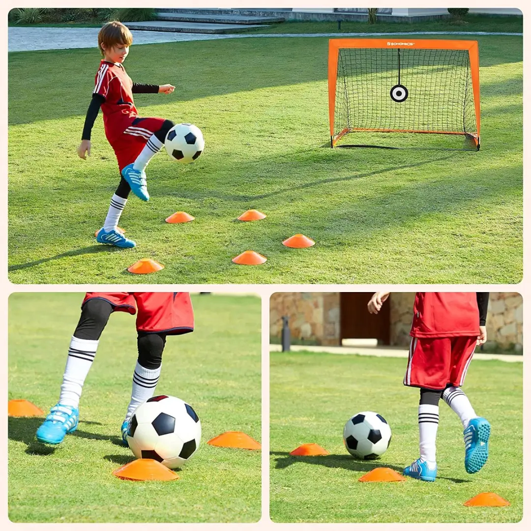 Songmics Voetbaldoelen Set 2 Stuks - 120x91x91cm - Oranje