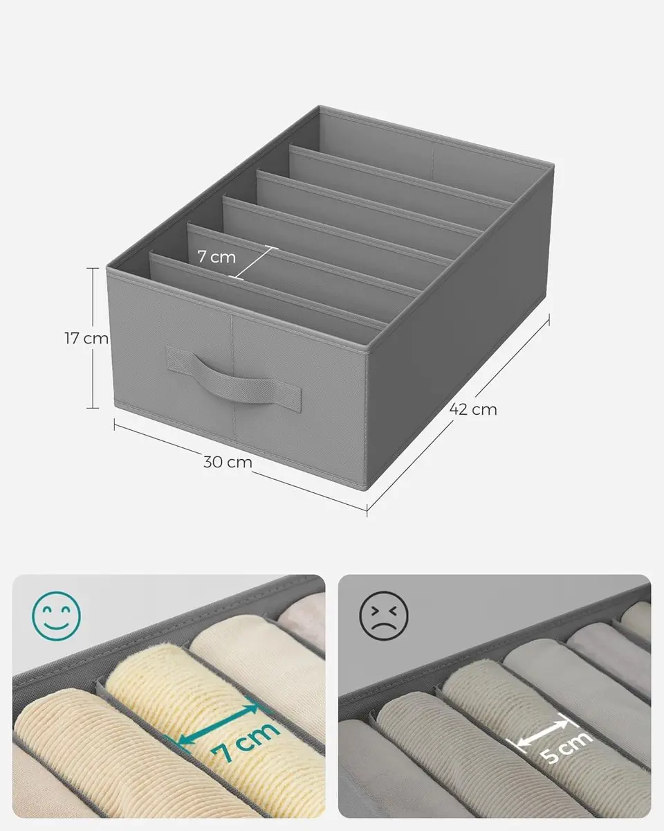 Songmics Lade-organizers Set 4x - 6 Vakken - 42x30x17cm - Grijs - afbeelding 6 van 6
