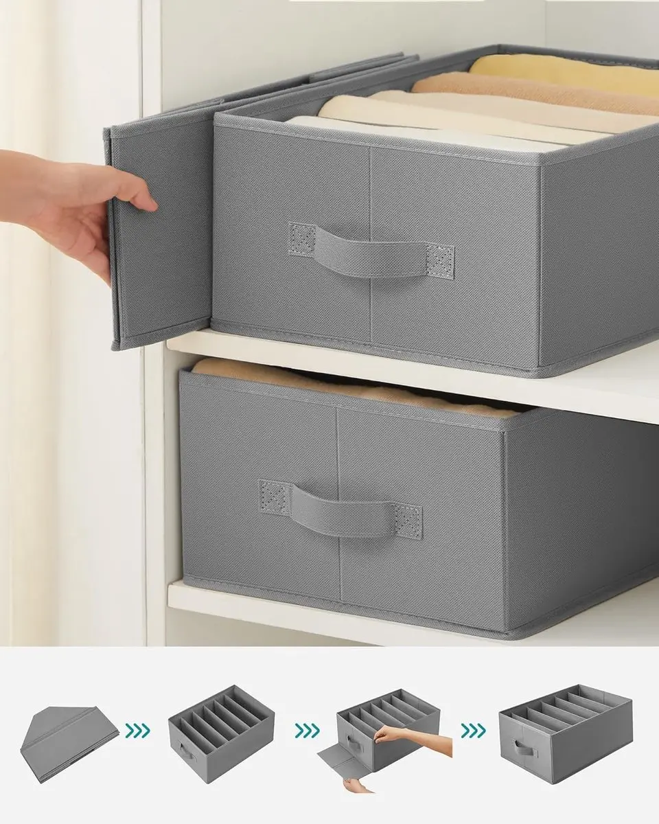 Songmics Lade-organizers Set 4x - 6 Vakken - 42x30x17cm - Grijs