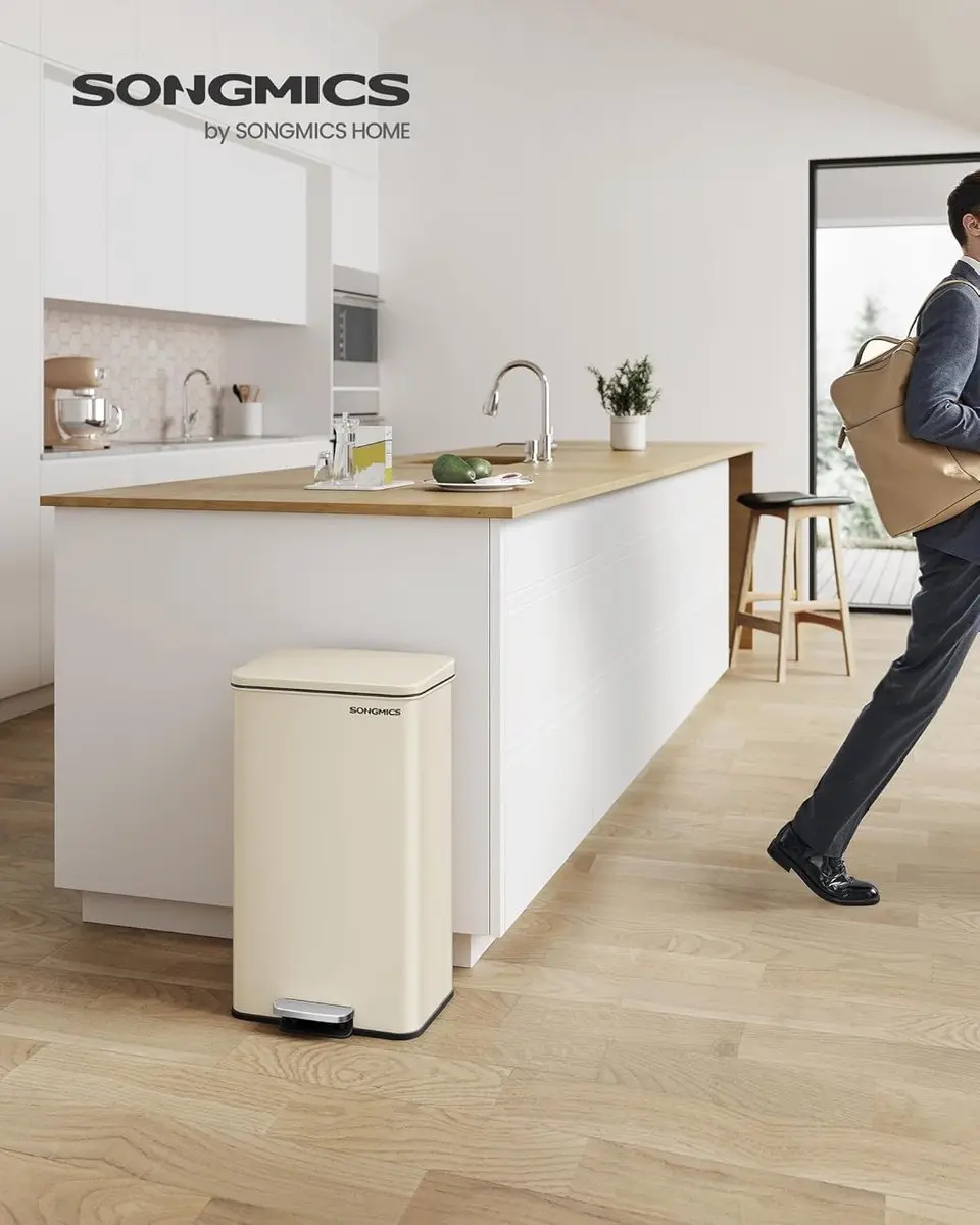 Songmics LTB540A02 Keukenafvalemmer 40L - Beige zand - 15 Zakken