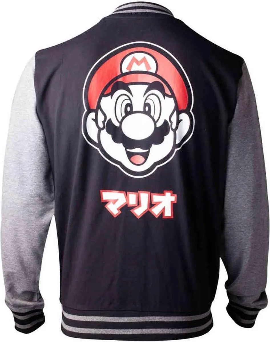 Nintendo Super Mario Varsity Jacket - Zwart/Grijs S