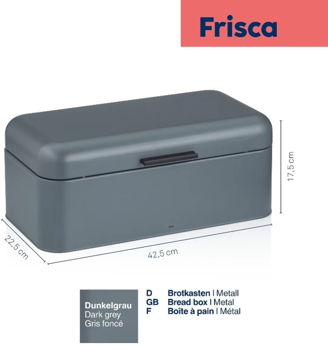 Kela Frisca Broodtrommel Grijs 42,5x22,5x17,5cm - afbeelding 6 van 6