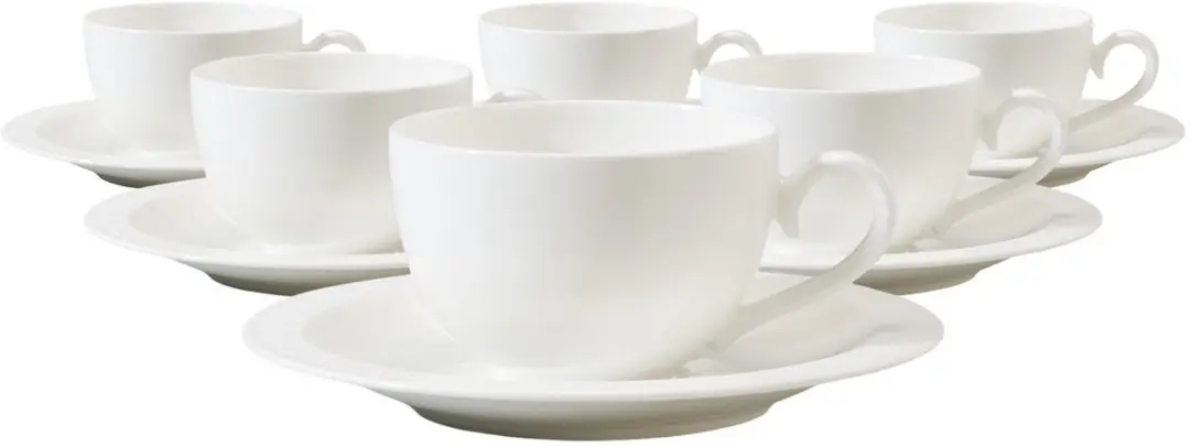 Cappuccinotassen mit Untertassen White Pearl 310 ml Set van 6
