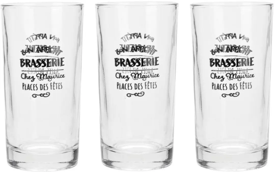 Set van 3 water- en frisdrankglazen, 300 ml