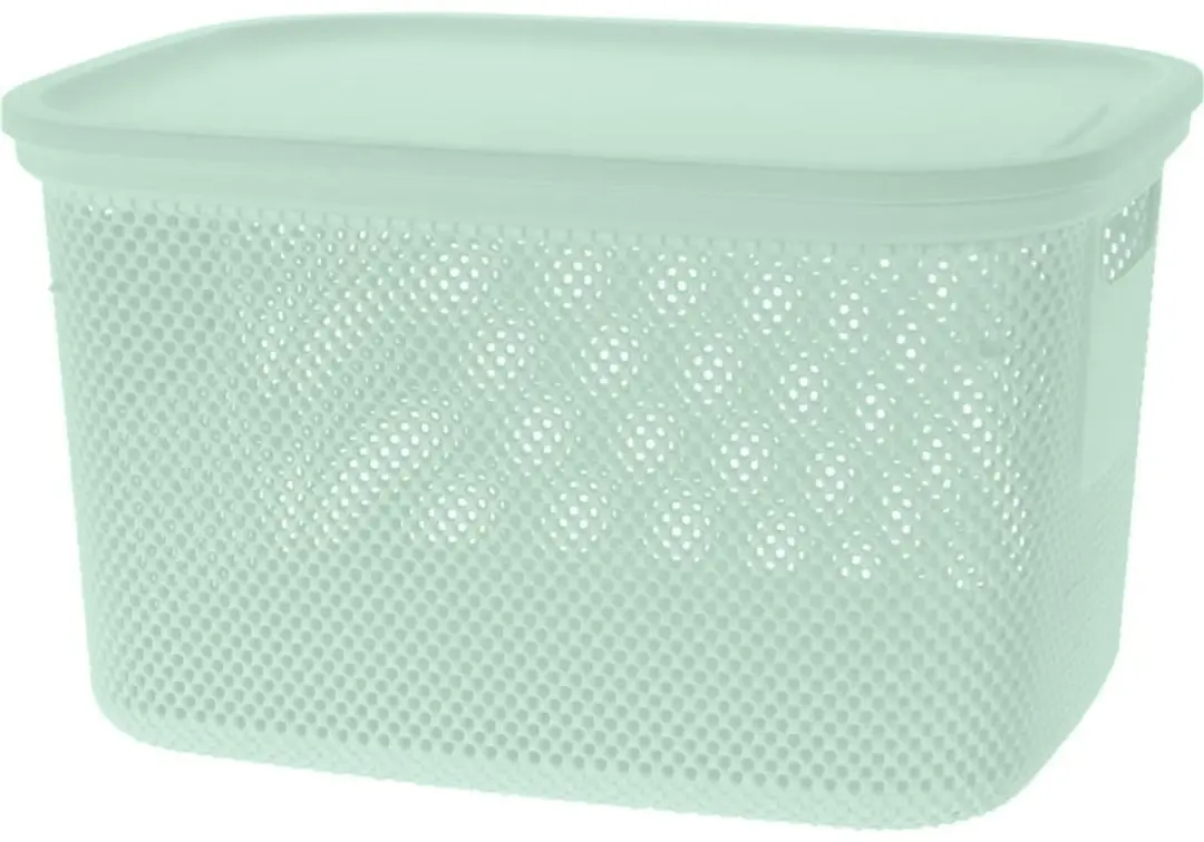 Opbergmand met deksel 18 l groen