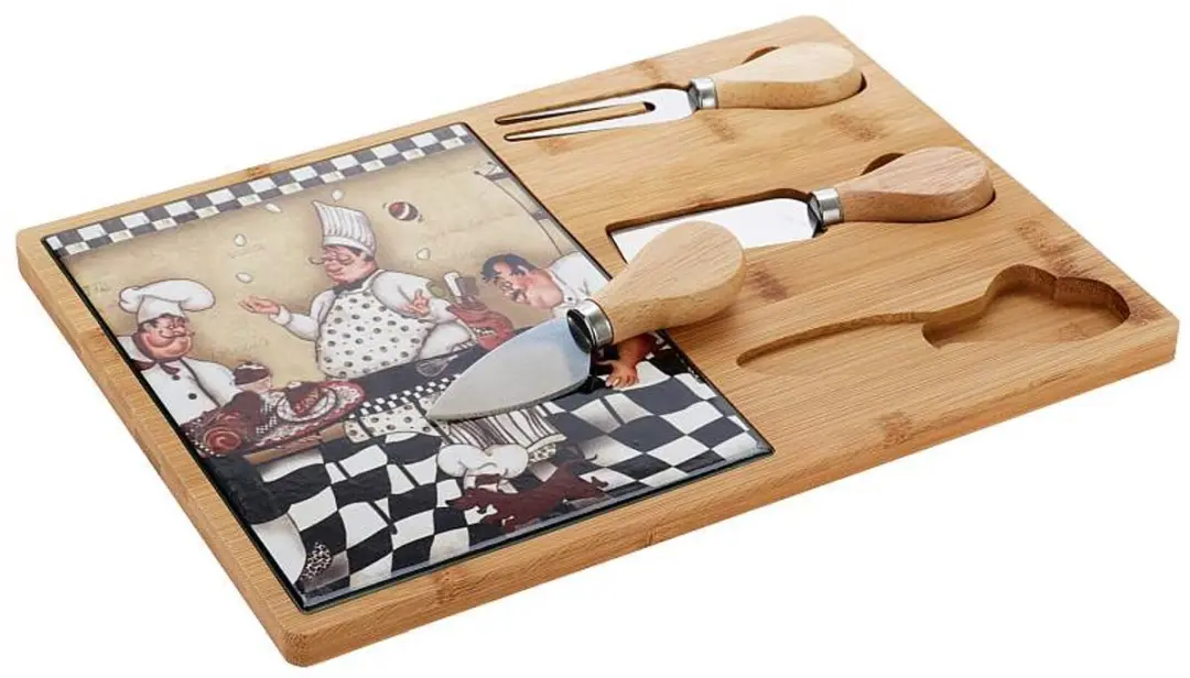 Kaassnijset met snijplank, set van 4 stuks
