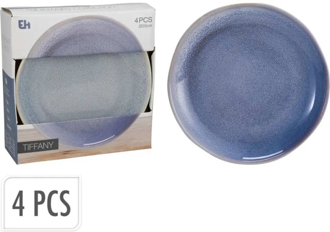 Dessertbordenset, 4 stuks, diameter 20 cm, blauw