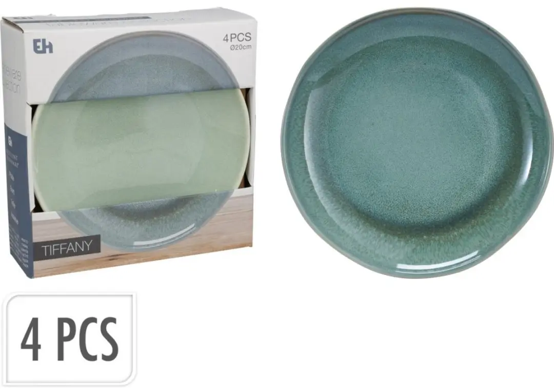 Dessertbordenset, 4 stuks, diameter 20 cm, groen
