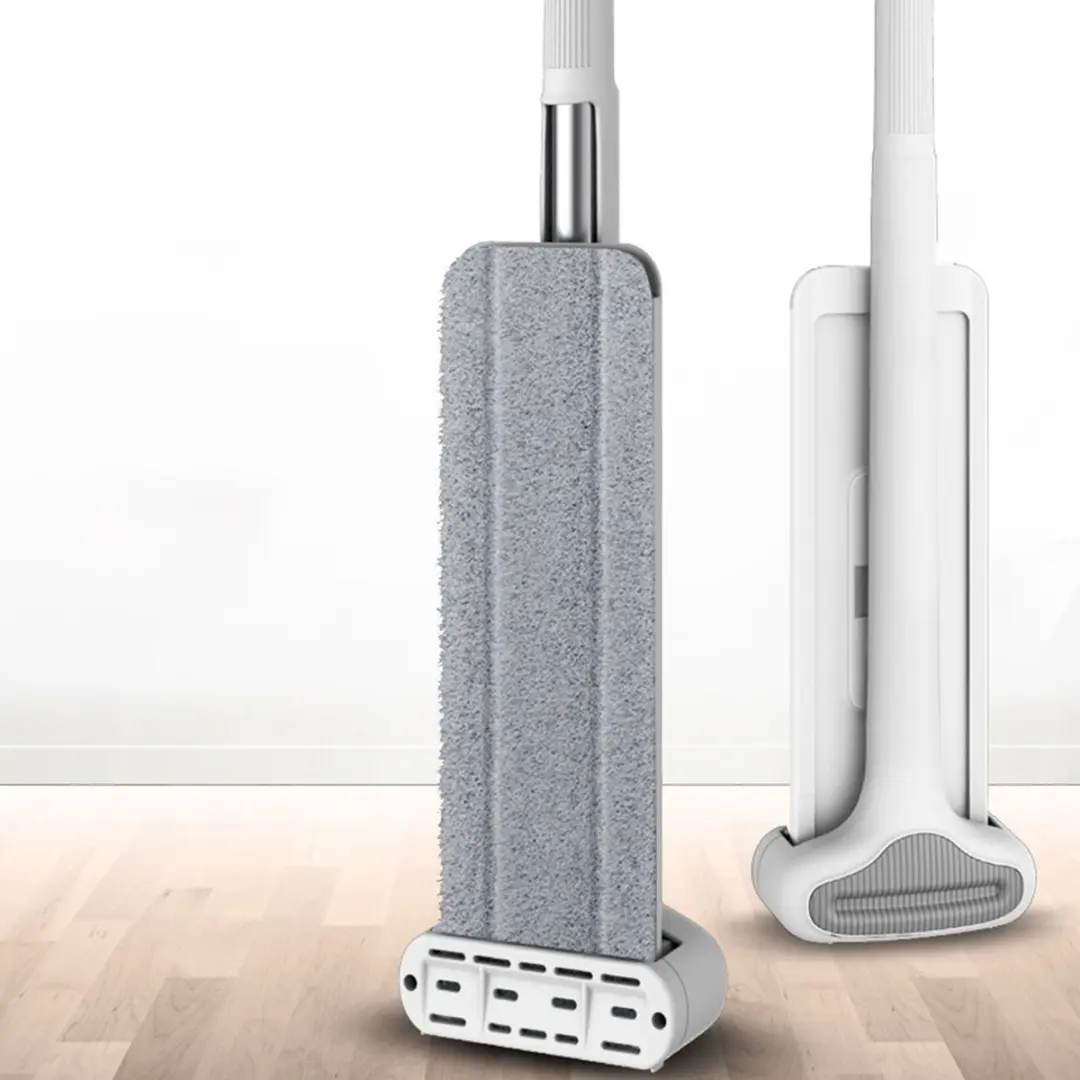 Microvezel Dweil met Zelfwringend Systeem en 4 Navulpads, 360° Draaibaar Droog/