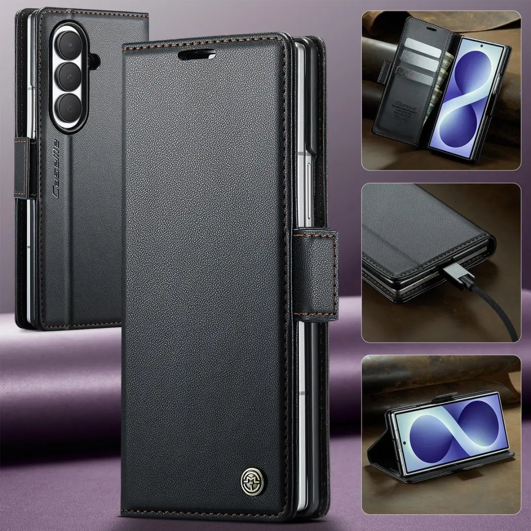 Luxe Flip Case met Anti-RFID Kaarthouder + Screenprotectors voor Samsung Galaxy