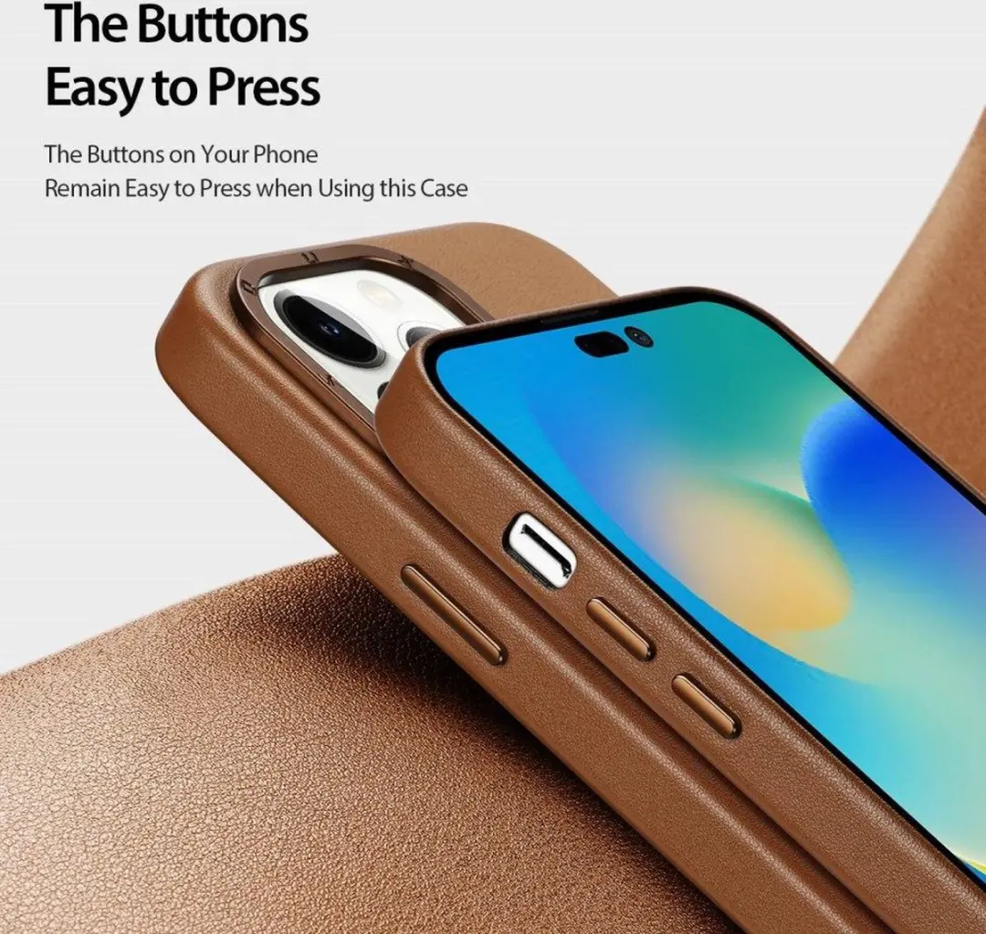 Dux Ducis Grit Apple Hoesje iPhone 14 Pro - Bruin - MagSafe