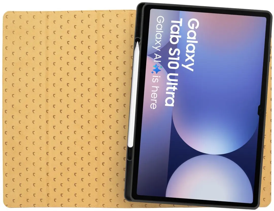 Rosso Elite 216804 Hoes Samsung Galaxy Tab S10/S9 Ultra - Echt Leer - Lichtbruin