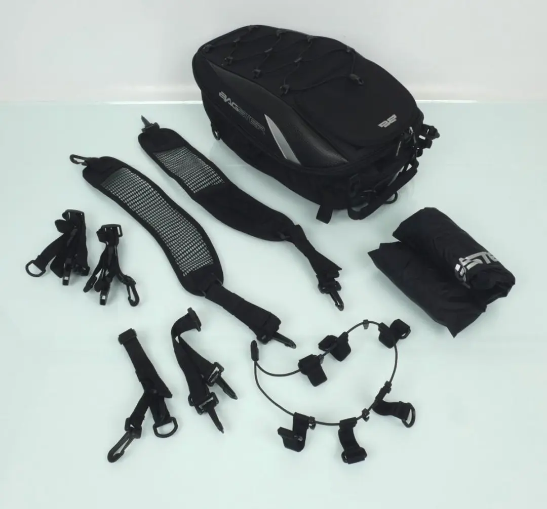 bagster spider 23l zwart zachte zadeltas voor motorfiets nieuw