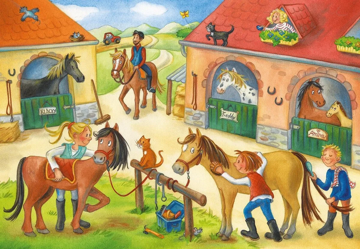 Ravensburger Vakantie op de Manege Puzzels - 2x12 Stuks - Multicolor