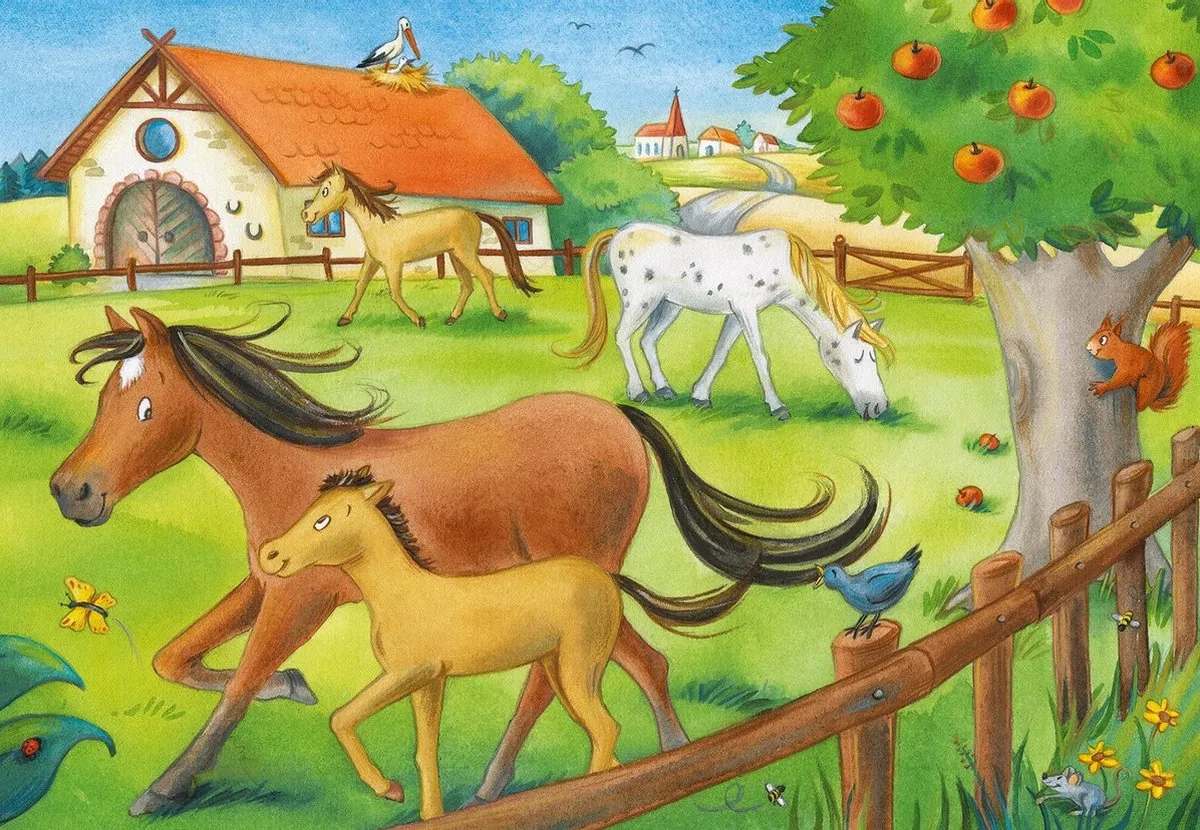 Ravensburger Vakantie op de Manege Puzzels - 2x12 Stuks - Multicolor