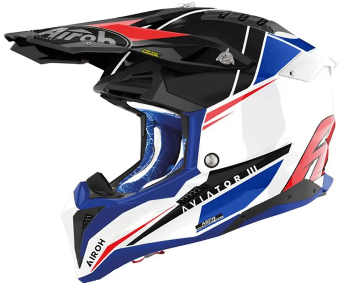 Airoh Aviator 3 Push Blue Red Offroad Helm