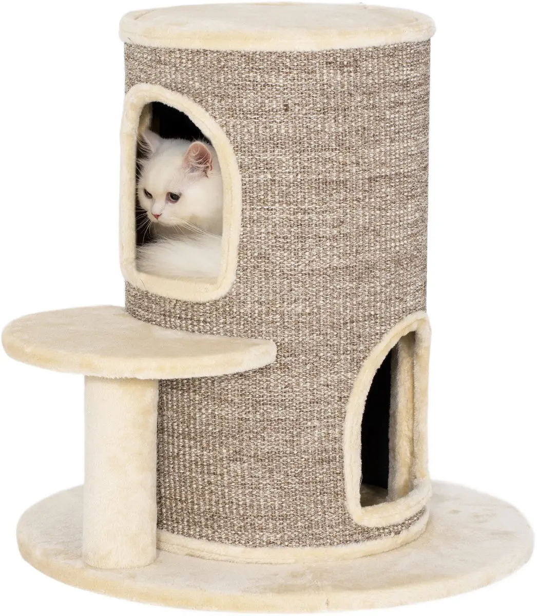 PawHut Kattentoren, korte pluche knuffel, sisal, 60x60x61cm, beige
