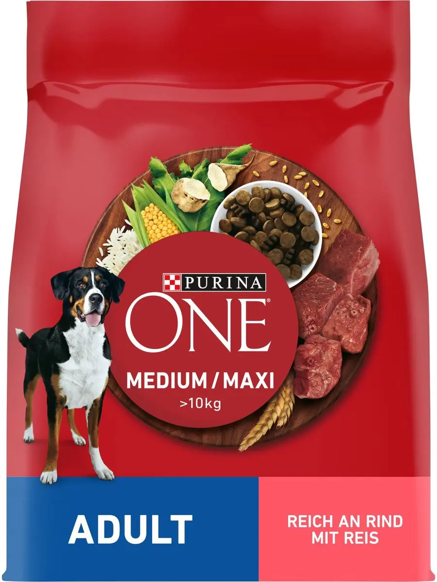 4x Purina One Medium Maxi Adult Honden droogvoer