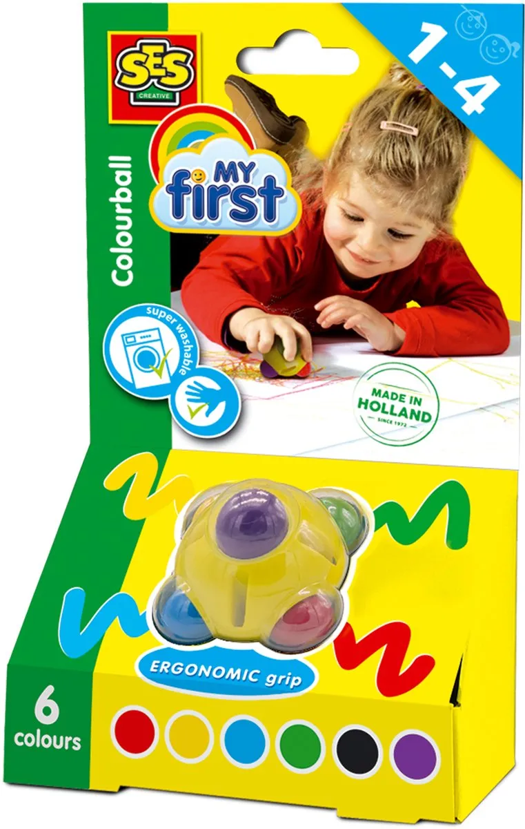 SES Creative My First Kleurbal Krijtstift - 6 Kleuren