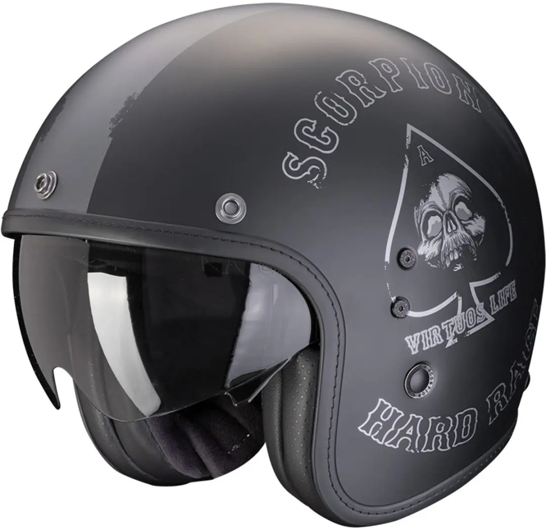 Scorpion Belfast Evo Spade Matt Zwart Zilver Jethelm