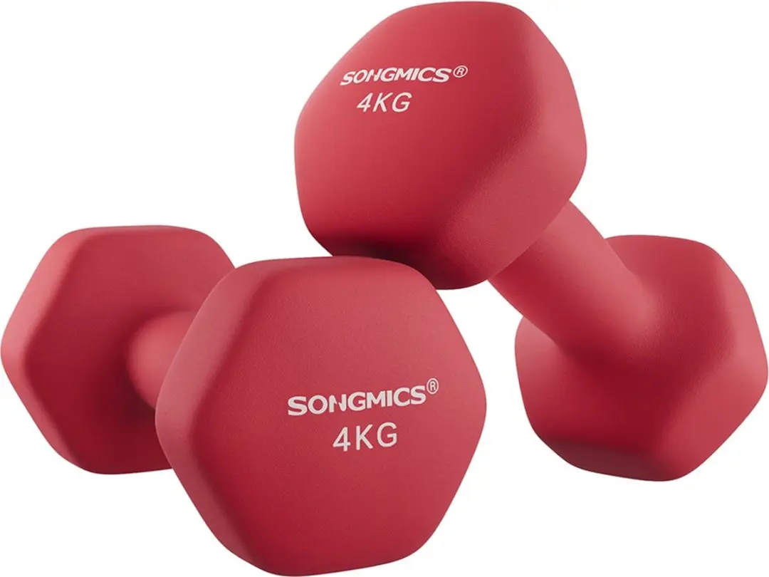 Dumbbell set van 2 magentarode halters met een gewicht van 1,5 kg elk