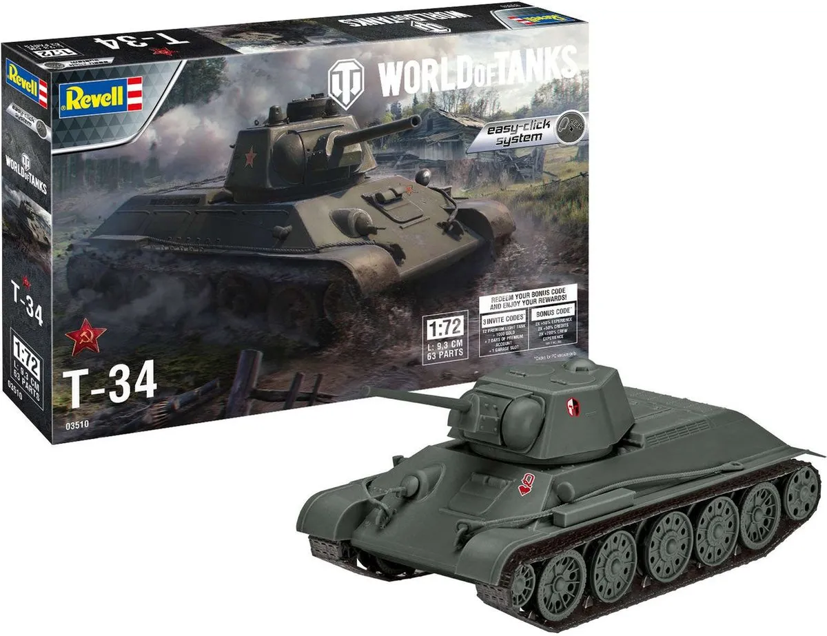 Revell 03510 T-34 Modelbouwpakket Militaire Voertuigen 1:72 - Multi