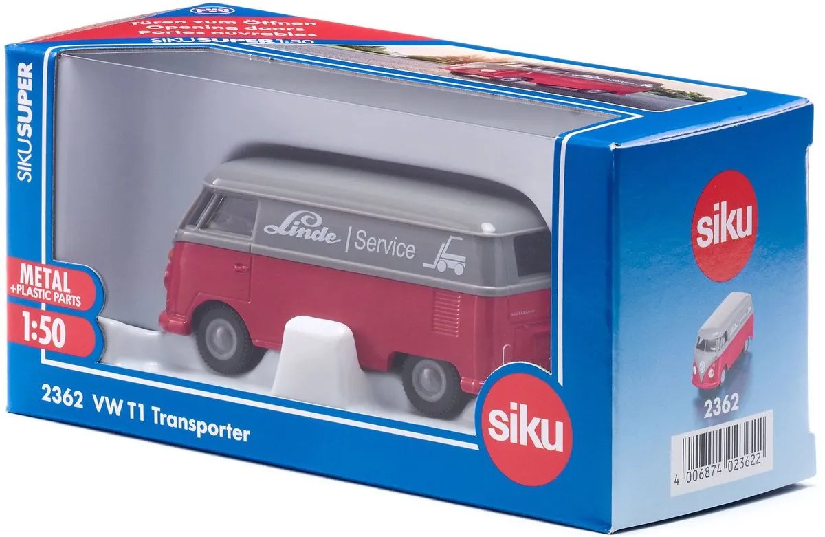 SIKU 2362 VW T1 Transporter 1:50 - Metaal/Kunststof - Rood/Grijs