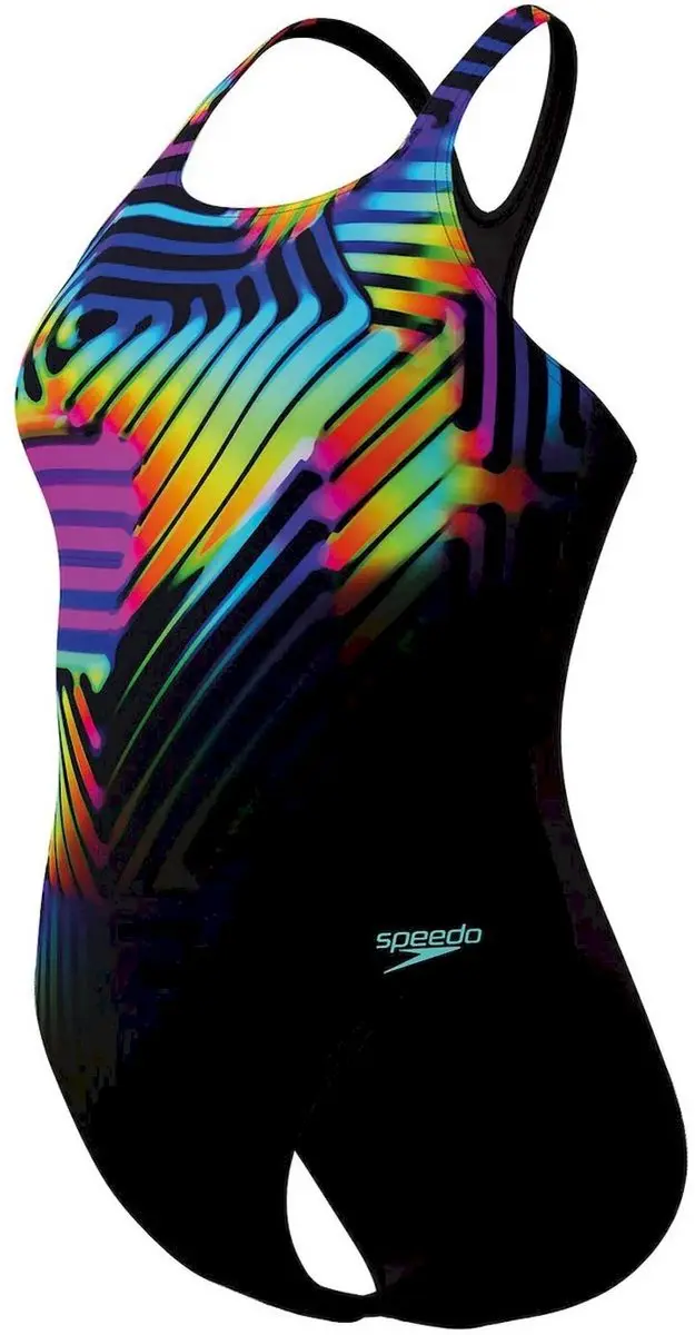 Speedo eco+ Dig Printed Medalist Wedstrijdbadpak Dames - 36 - Zwart/Geel