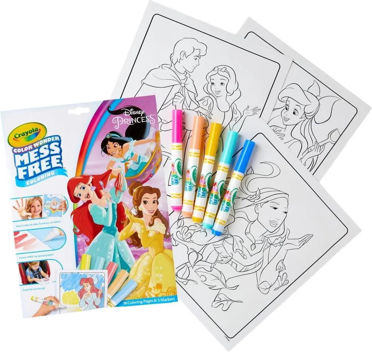 Crayola Disneyprinsessen Wonderkleurboek - 18 Platen 5 Stiften