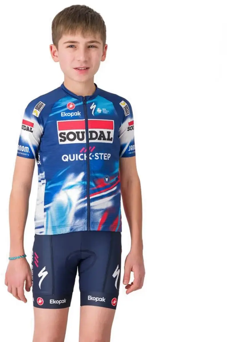 Castelli Aero Soudal Quick-step 2025 Korte Mouw Wielertrui Blauw 4 Years Kindere