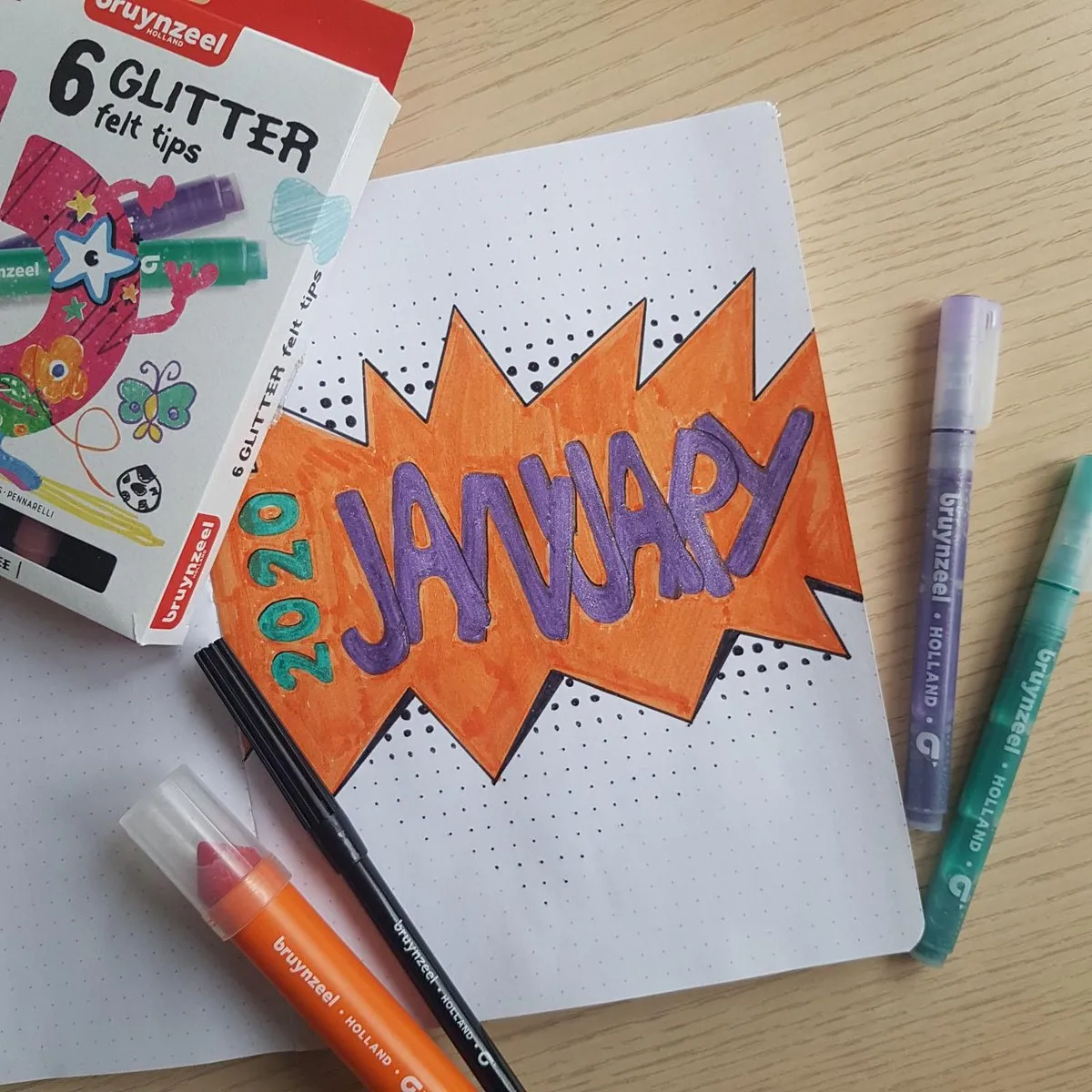 BRUYNZEEL Kids Glitter Viltstiften - 6 Stuks Assorti