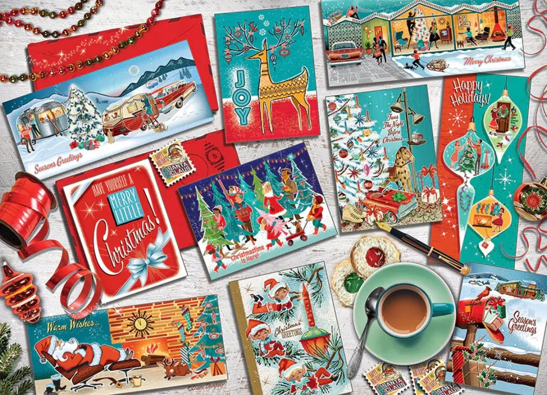 Cobble Hill Kerstkaarten Puzzel 1000 Stuks - afbeelding 3 van 5