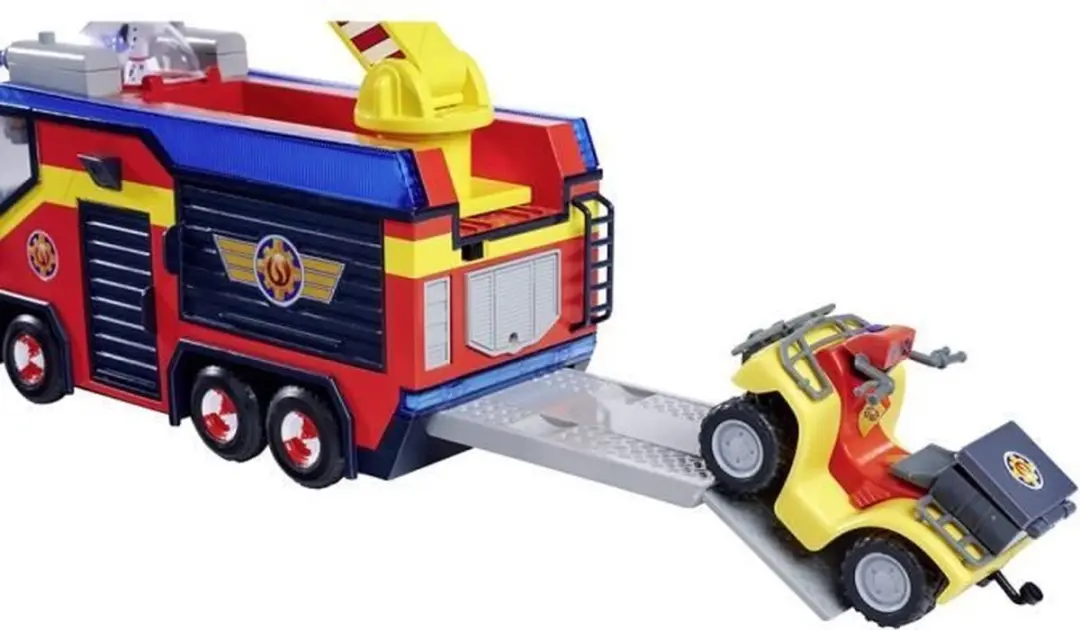 Simba Brandweerman Sam Jupiter Brandweerwagen - 2 Beeldjes - Blauw/Rood/Geluiden - afbeelding 5 van 6