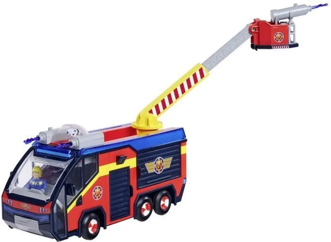 Simba Brandweerman Sam Jupiter Brandweerwagen - 2 Beeldjes - Blauw/Rood/Geluiden - afbeelding 2 van 6