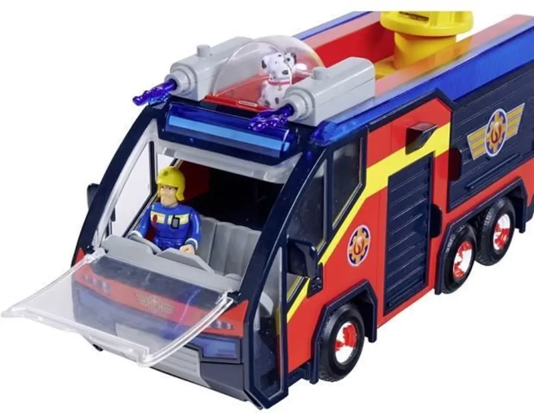 Simba Brandweerman Sam Jupiter Brandweerwagen - 2 Beeldjes - Blauw/Rood/Geluiden - afbeelding 4 van 6