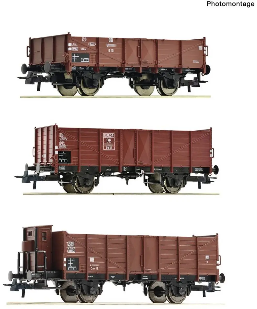 Roco 6600303 Goederenwagen DC Set wagons met drie open goederenwagens van de Deu