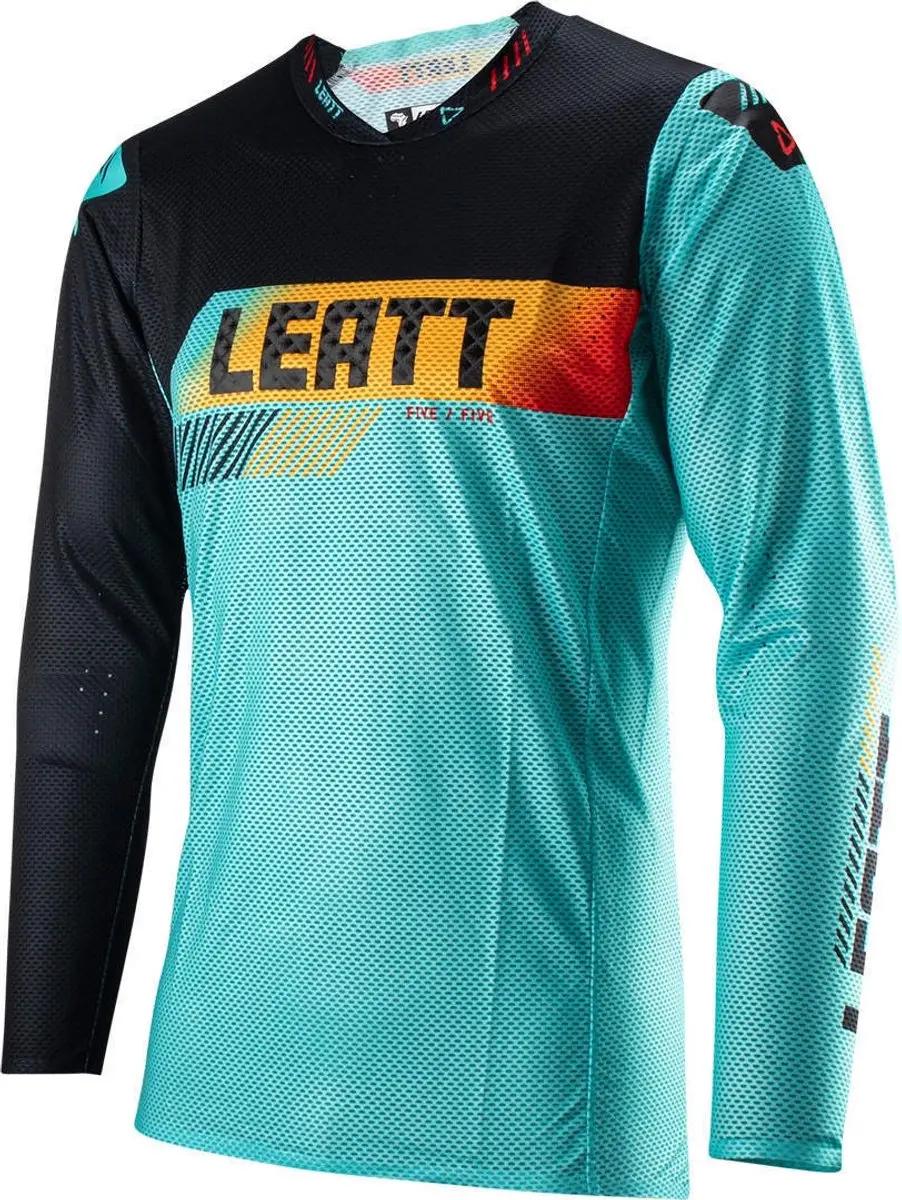 Leatt Moto 5.5 UltraWeld V23 Fuel Zwart Turquoise Motocross Jersey -