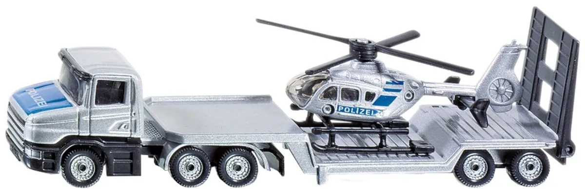 SIKU 1610 Dieplader met Helikopter - Zilver